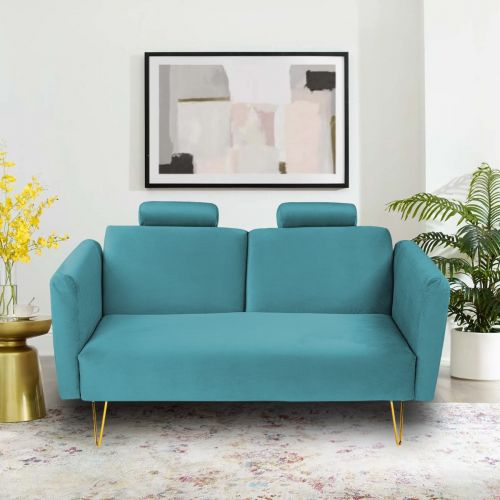 Rosela | 2 In 1 Sofabed Velvet Upholstered, Dark Turquoise, In House