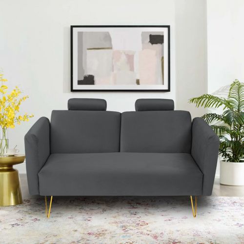 Rosela | 2 In 1 Sofabed Velvet Upholstered, Dark Gray, In House