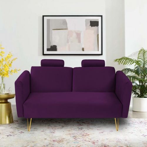 Rosela | 2 In 1 Sofabed Velvet Upholstered, Dark Purple, In House