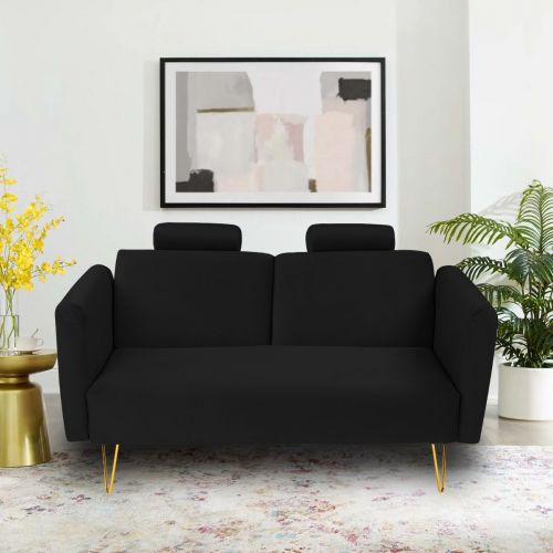 Rosela | 2 In 1 Sofabed Velvet Upholstered, Black, In House