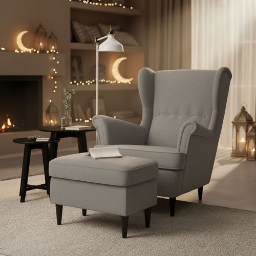 2 Pieces Chair king with Two Wings And FootStool, E3 | In House