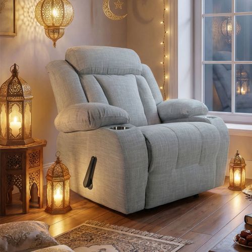 إن هاوس | كرسي استرخاء سينمائي منجد بالخيش مع حامل أكواب NZ50