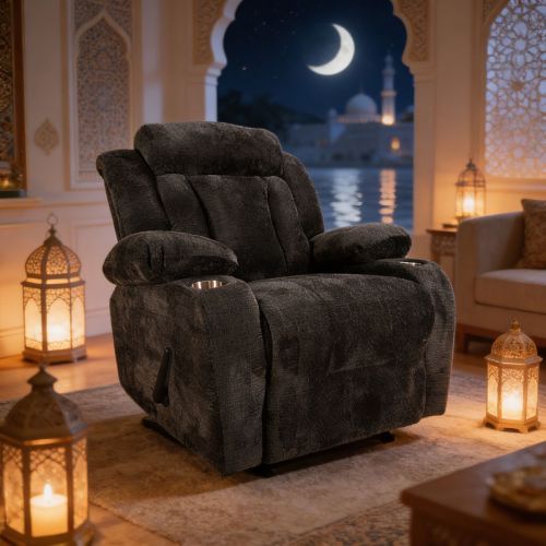 إن هاوس | كرسي استرخاء سينمائي منجد بالشانيل مع حامل أكواب NZ50