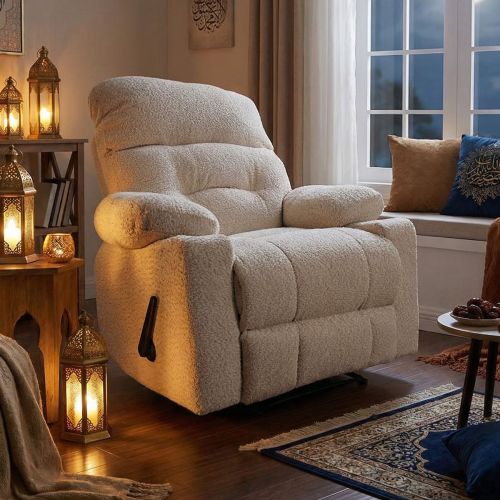 In House | Bouclé Cinematic Recliner Chair with Cups Holder NZ60