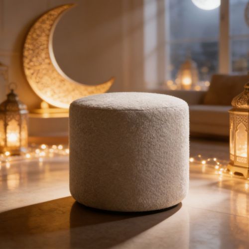 Bouclé Upholstered Pouf Ottoman Chair