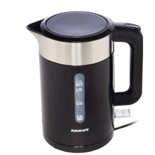 Kettle - 1.7 L - 2200 W - Silver & Black - Admiral