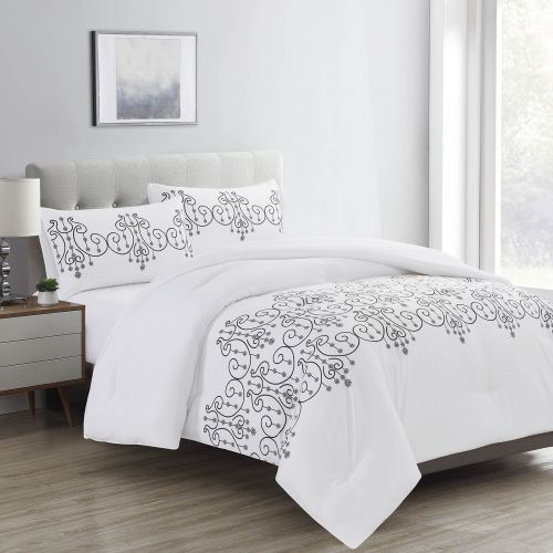 Nora | Summer Comforter Set 4 Pieces, King, 260x240 cm, White & Black