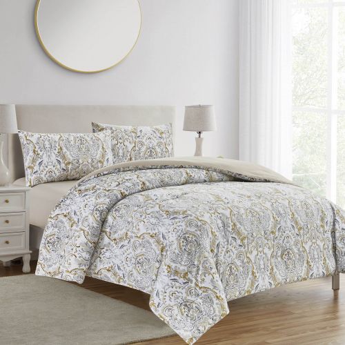 New Home | Summer Comforter Set 4 Pieces, King, 260x240 cm, Beige & Light Grey