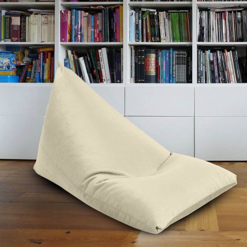 Ilkay | Velvet Bean Bag Chair, Small, Light Beige, In House