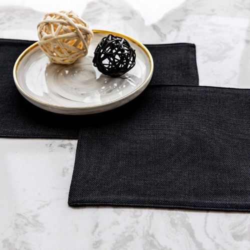 Tabelmats/Placemats Pack Of 4 Heat Resistant Dish Dining Table Place Mats For Kitchen Table 30*45 CM - أسود