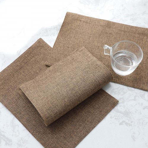Tabelmats/Placemats Pack Of 8 Heat Resistant Dish Dining Table Place Mats For Kitchen Table 30*45 CM - بني