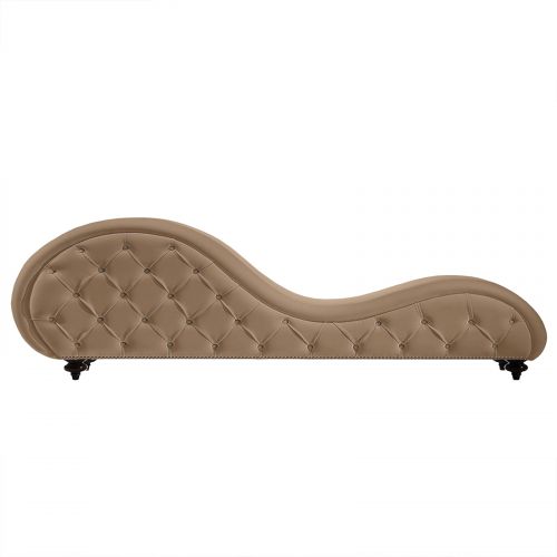 أريكة استرخاء رومانسية شيزلونغ منجدة بتصميم رومانسي وفاخر مع وضعية سرير من قماش مخمل, بني فاتح, إن هاوس