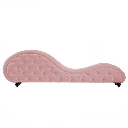 Romantic Chaise Longue Luxury And Romantic Design Sofa With Bed Mode Upholstery Pattern Of Velvet Fabric, Light Pink, In House