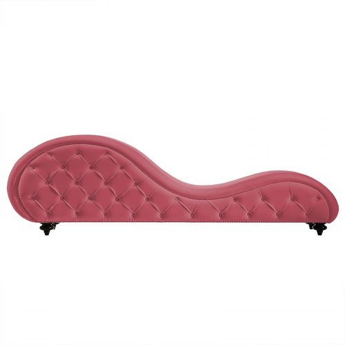 Romantic Chaise Longue Luxury And Romantic Design Sofa With Bed Mode Upholstery Pattern Of Velvet Fabric, Dark Pink, In House