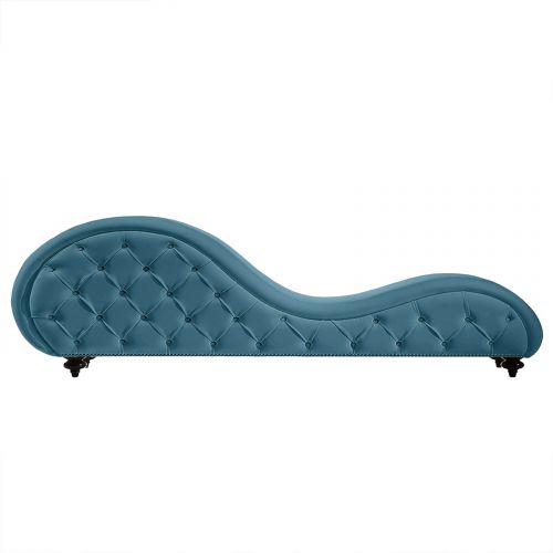 Romantic Chaise Longue Luxury And Romantic Design Sofa With Bed Mode Upholstery Pattern Of Velvet Fabric, Dark Turquoise, In House