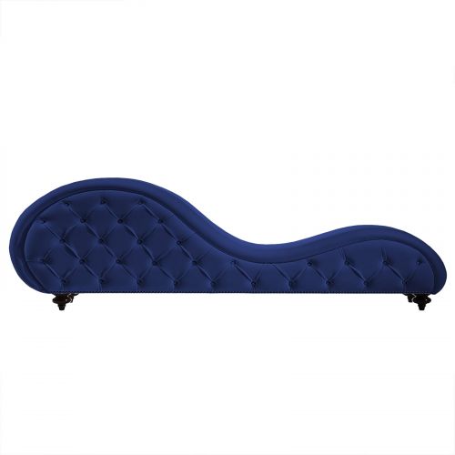 Romantic Chaise Longue Luxury And Romantic Design Sofa With Bed Mode Upholstery Pattern Of Velvet Fabric, Dark Blue, In House