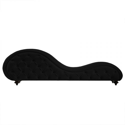 أريكة استرخاء رومانسية شيزلونغ منجدة بتصميم رومانسي وفاخر مع وضعية سرير من قماش مخمل, أسود, إن هاوس
