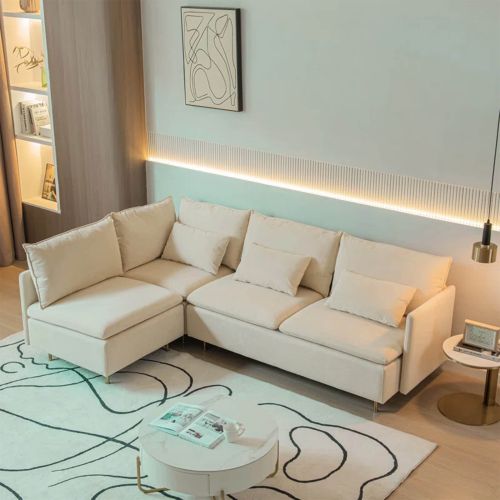 Rugi L-Shaped Corner Sofa - Beige