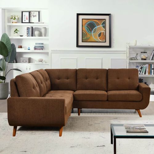 Rubicle L-Shaped Corner Sofa - Brown