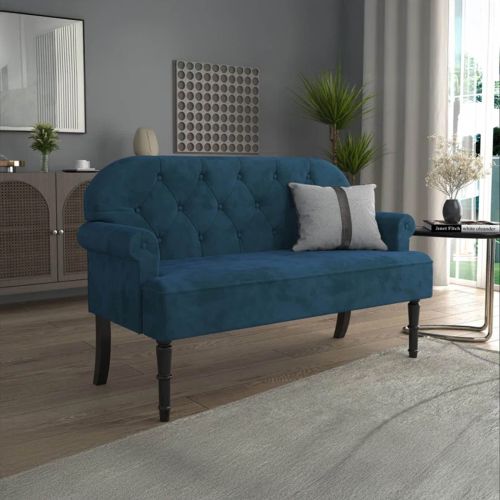 Shiny 2-Seater Sofa - Navy