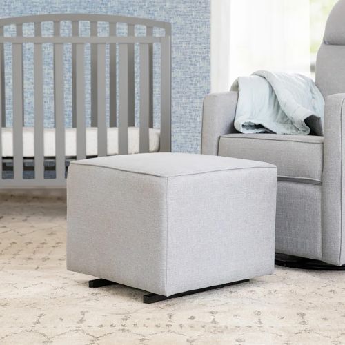 Cube Pouf Malaysian Wood - Light Gray - Linen - 55×55×40 cm - In House