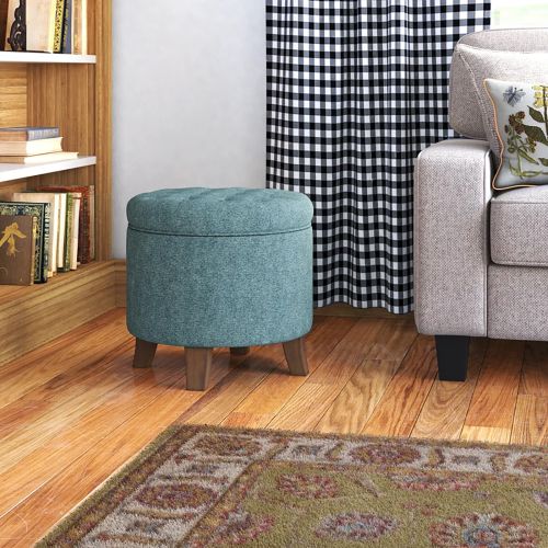 Linen Upholstered Round Pouf - Tiffany - Linen - 60×45×45 cm - In House