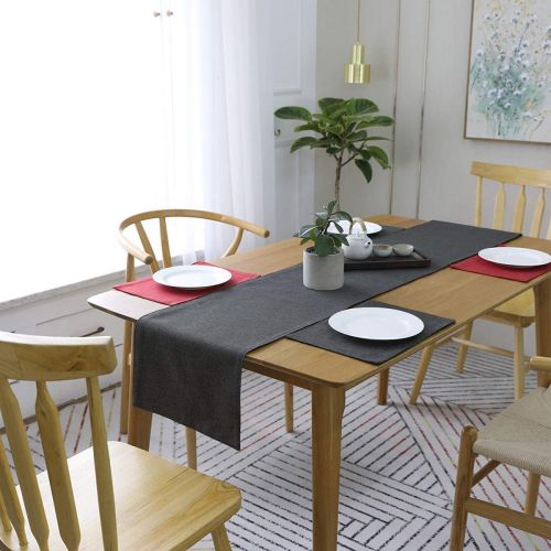 Table Runner Set Of 5 Pieces Heat Resistant Dining Table Place Runner For Dining Table Party  30*180 CM & 4Pieces(30*45 CM) - رمادي داكن