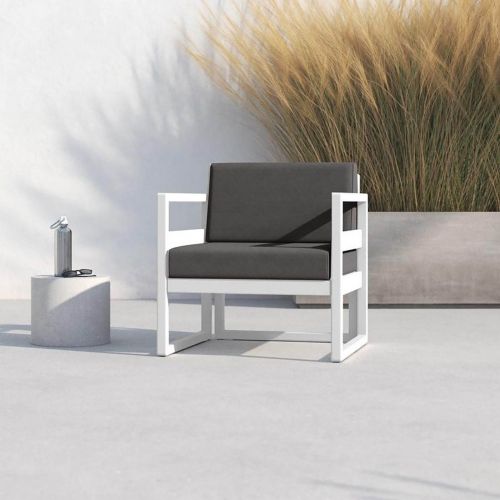 Armchair, burlap, 1 piece, Grey & White