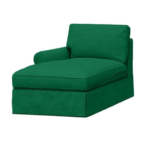 Velvet Chaise Lounge With One Armrest And Elegant Design-Green