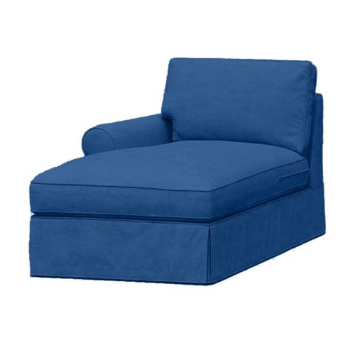 Velvet Chaise Lounge With One Armrest And Elegant Design-Blue