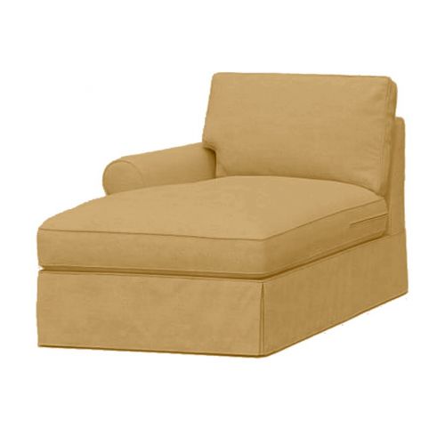 Velvet Chaise Lounge With One Armrest And Elegant Design-Beige