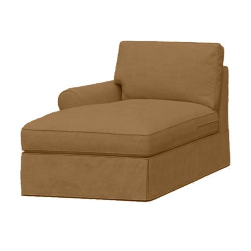Velvet Chaise Lounge With One Armrest And Elegant Design-Brown