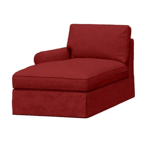 Velvet Chaise Lounge With One Armrest And Elegant Design-Red