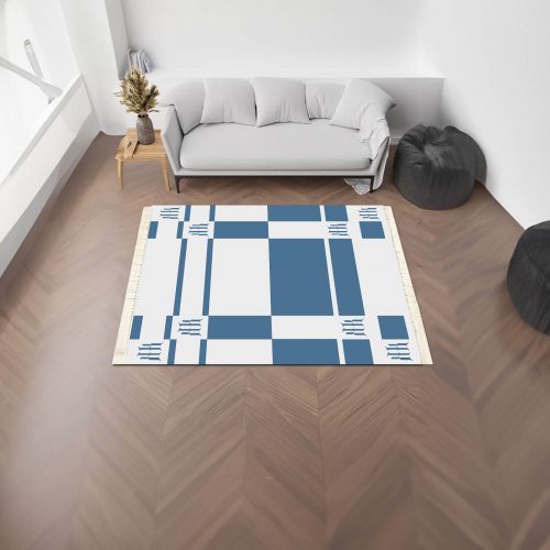 Julie | Luxurious Rectangular Decorative Carpet, Blue & White, 245x160 cm