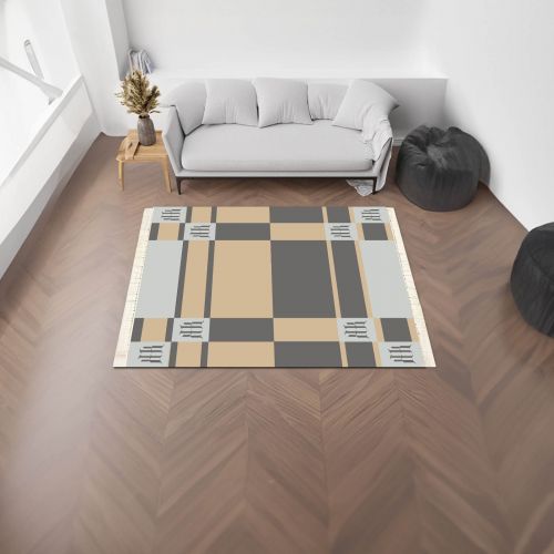 Sidek | Luxurious Rectangular Decorative Carpet, Grey & Beige