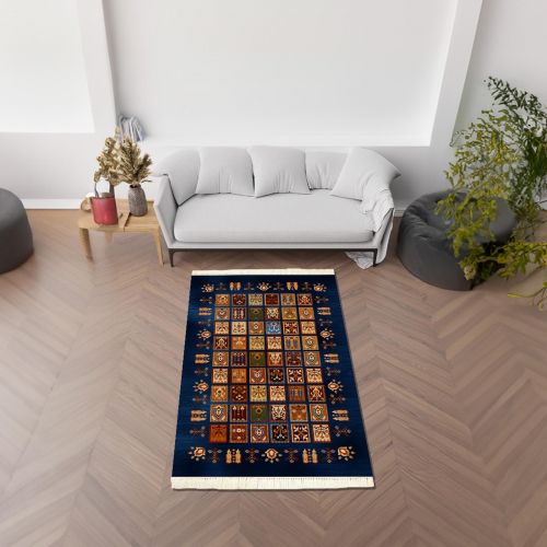Bodi | Luxurious Rectangular Decorative Carpet, Blue, 160x120 cm