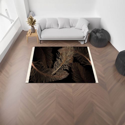 Polly | Luxurious Rectangular Decorative Carpet, Black