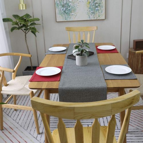 Table Runner Set Of 5 Pieces Heat Resistant Dining Table Place Runner For Dining Table Party  30*180 CM & 4Pieces(30*45 CM) - رمادي فاتح