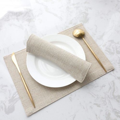 Tabelmats/Placemats Heat Resistant Dish Dining Table Place Mats For Kitchen Table 30*45 CM - بيج فاتح