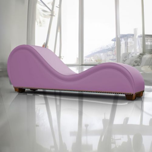 Romantic Chaise Longue Luxury And Romantic Design Sofa With Bed Mode Of Velvet Fabric With Lower Decorative Brown Buttons, Light Purple, In House