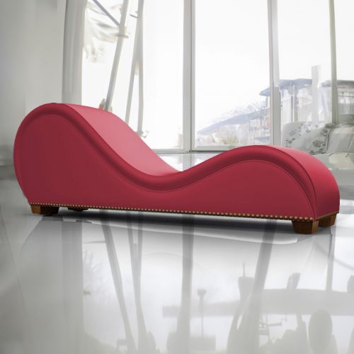 أريكة استرخاء رومانسية شيزلونغ بتصميم رومانسي و فاخر مع وضعية سرير من قماش مخمل مزينة بأزرار بنية سفلية, برغندي, إن هاوس