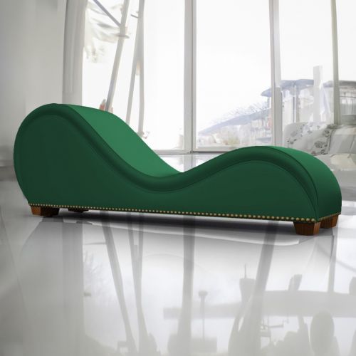 أريكة استرخاء رومانسية شيزلونغ بتصميم رومانسي و فاخر مع وضعية سرير من قماش مخمل مزينة بأزرار بنية سفلية, أخضر غامق, إن هاوس