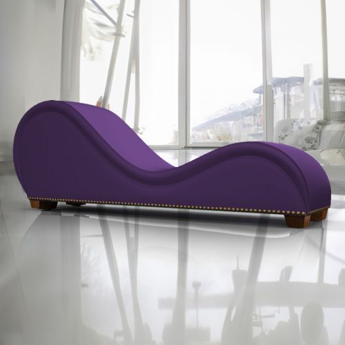 Romantic Chaise Longue Luxury And Romantic Design Sofa With Bed Mode Of Velvet Fabric With Lower Decorative Brown Buttons, Dark Purple, In House