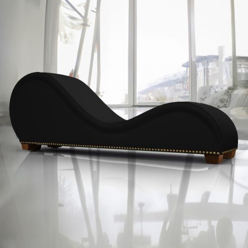 Romantic Chaise Longue Luxury And Romantic Design Sofa With Bed Mode Of Velvet Fabric With Lower Decorative Brown Buttons, Black, In House