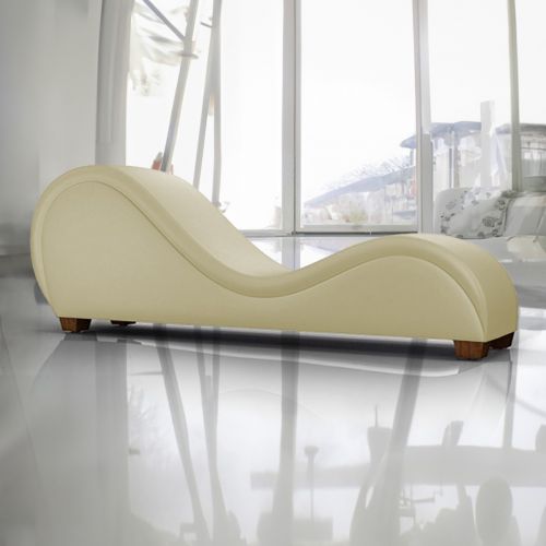 Romantic Chaise Longue Luxury And Romantic Design Sofa With Bed Mode Solid Pattern Of Velvet Fabric, Light Beige, In House