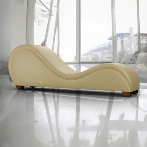 Romantic Chaise Longue Luxury And Romantic Design Sofa With Bed Mode Solid Pattern Of Velvet Fabric, Dark Ivory, In House