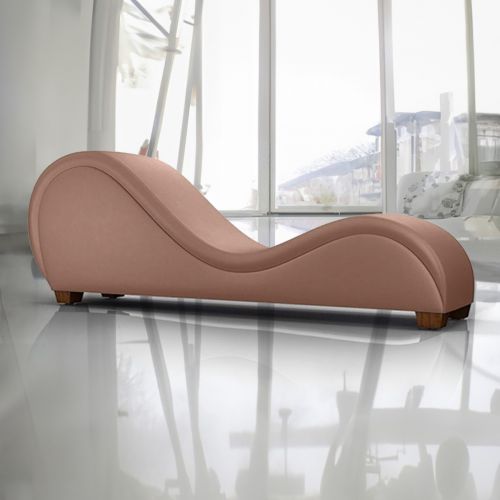 Romantic Chaise Longue Luxury And Romantic Design Sofa With Bed Mode Solid Pattern Of Velvet Fabric, Light Brown, In House
