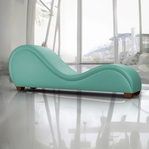 Romantic Chaise Longue Luxury And Romantic Design Sofa With Bed Mode Solid Pattern Of Velvet Fabric, Light Turquoise, In House