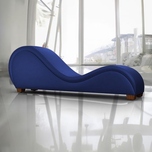 Romantic Chaise Longue Luxury And Romantic Design Sofa With Bed Mode Solid Pattern Of Velvet Fabric, Dark Blue, In House