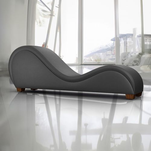 Romantic Chaise Longue Luxury And Romantic Design Sofa With Bed Mode Solid Pattern Of Velvet Fabric, Dark Gray, In House
